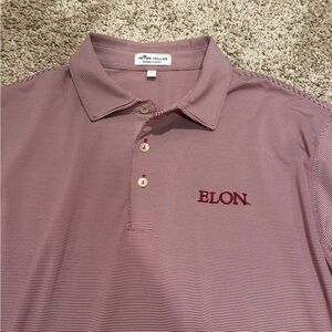 Peter Millar Elon University Burgundy Striped Polo men’s Large L like new
